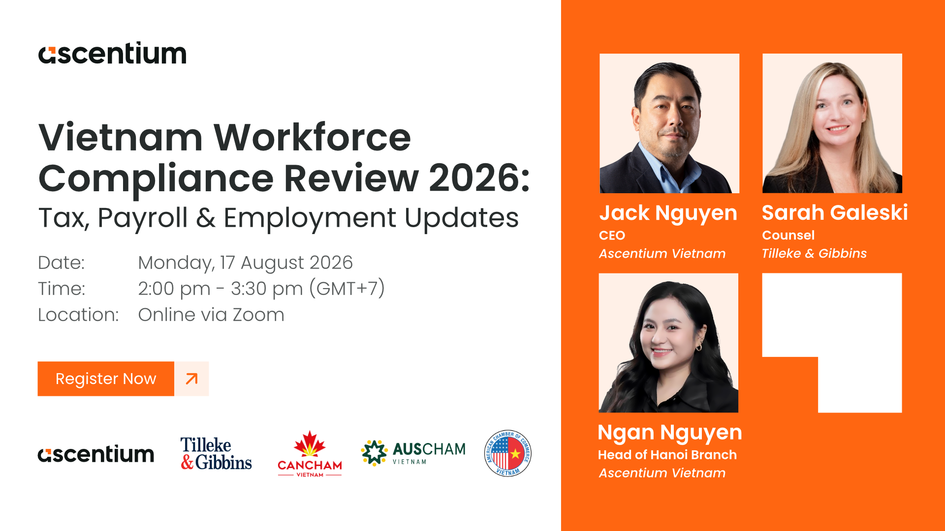 [Co-host Event] Ascentium Vietnam’s Webinar: Vietnam Workforce Compliance Review 2026: Tax, Payroll & Employment Updates